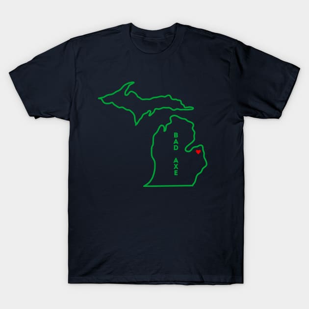 Bad Axe MI Love (Green) T-Shirt by TorrezvilleTees